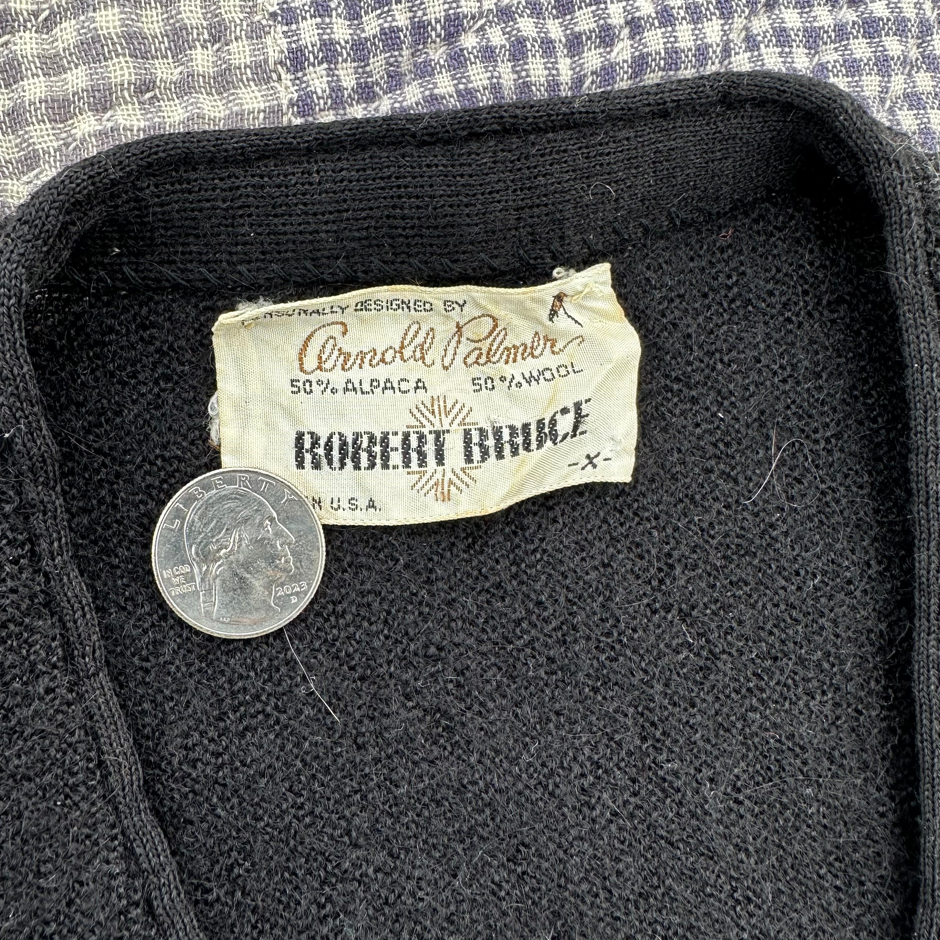 1960's Arnold Palmer Robert Bruce Black Alpaca Cardigan