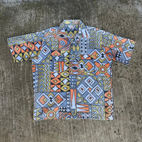 1950’s Florida Sportswear Abstract Patterned Cotton Open Collar Shirt Large