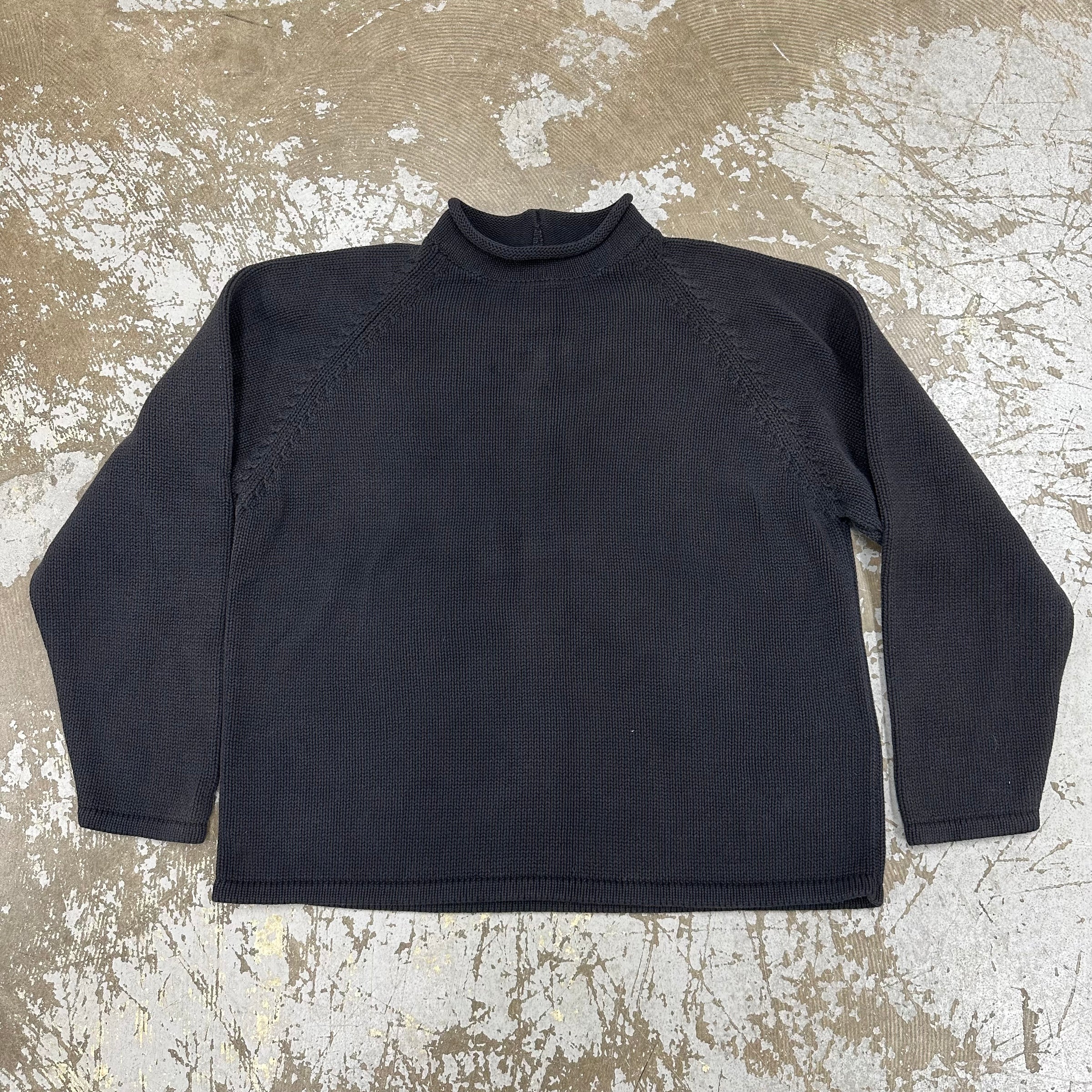 1990’s J Crew Black Cotton Roll Neck Sweater XL