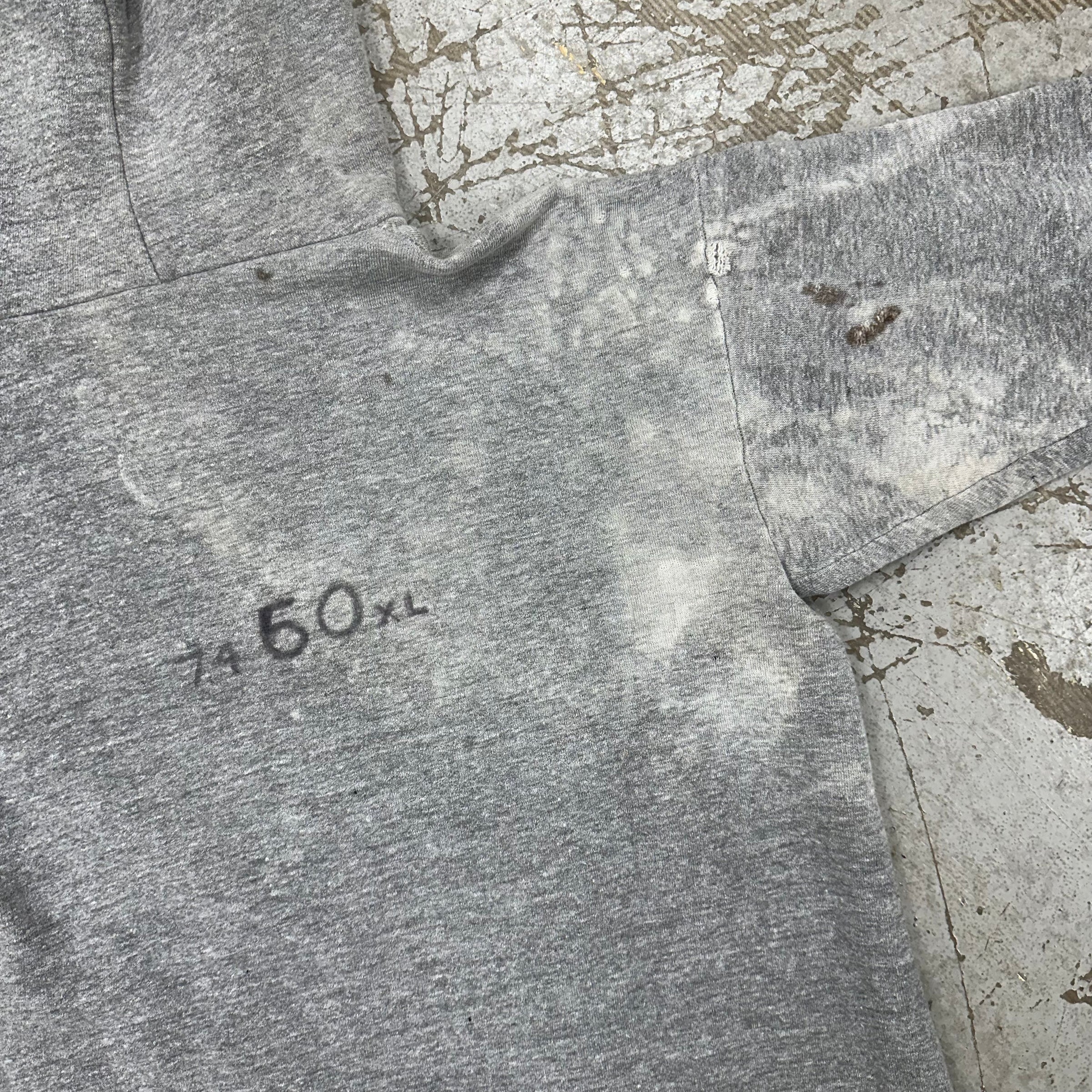 1960’s/70’s Russell Athletic Thrashed Grey Hooded Sweatshirt XL