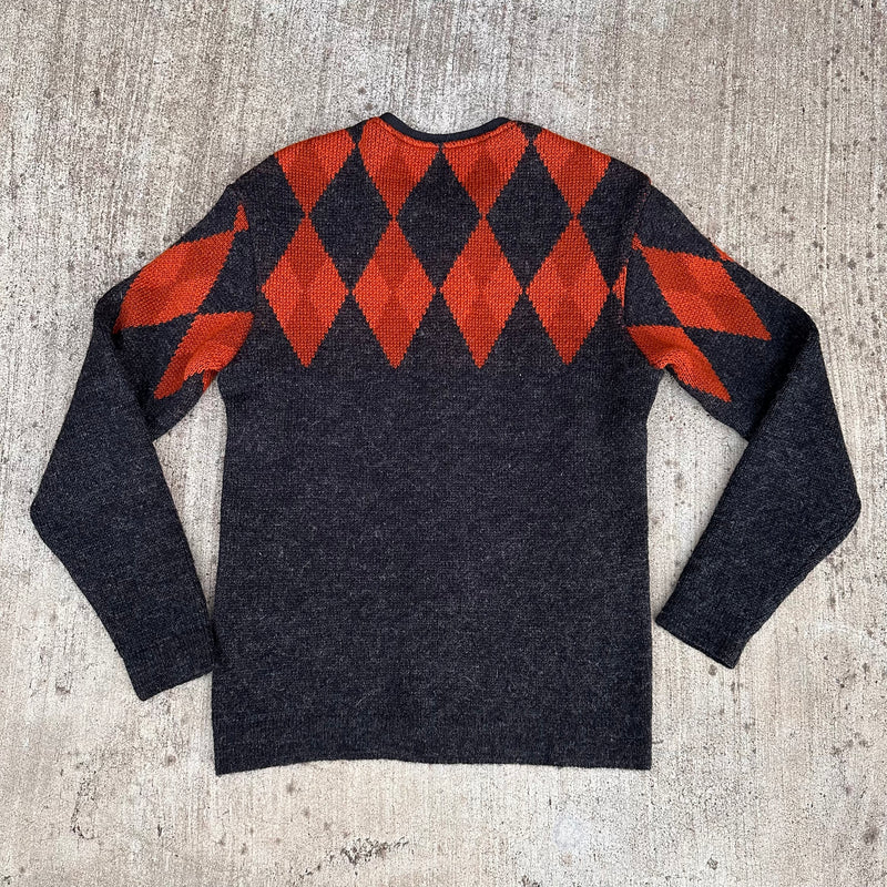 1970’s Icelandic Argyle Lambswool Cardigan Sweater Small