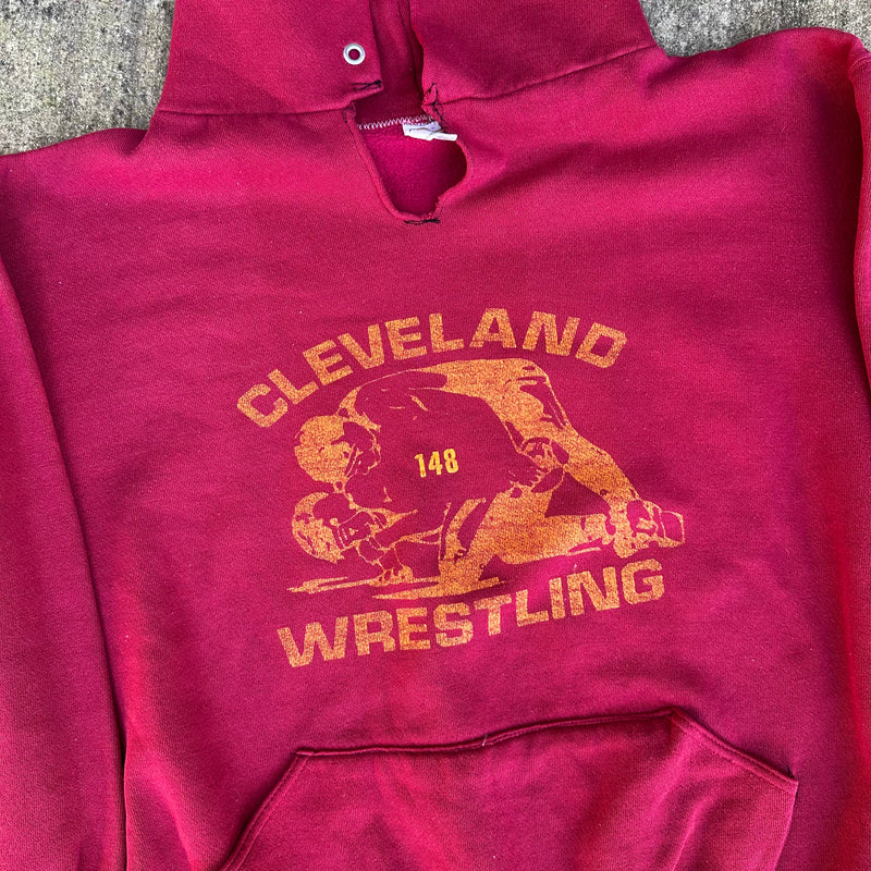 1970’s Russell Athletic Cleveland Wrestling Hooded Sweatshirt 24” Chest
