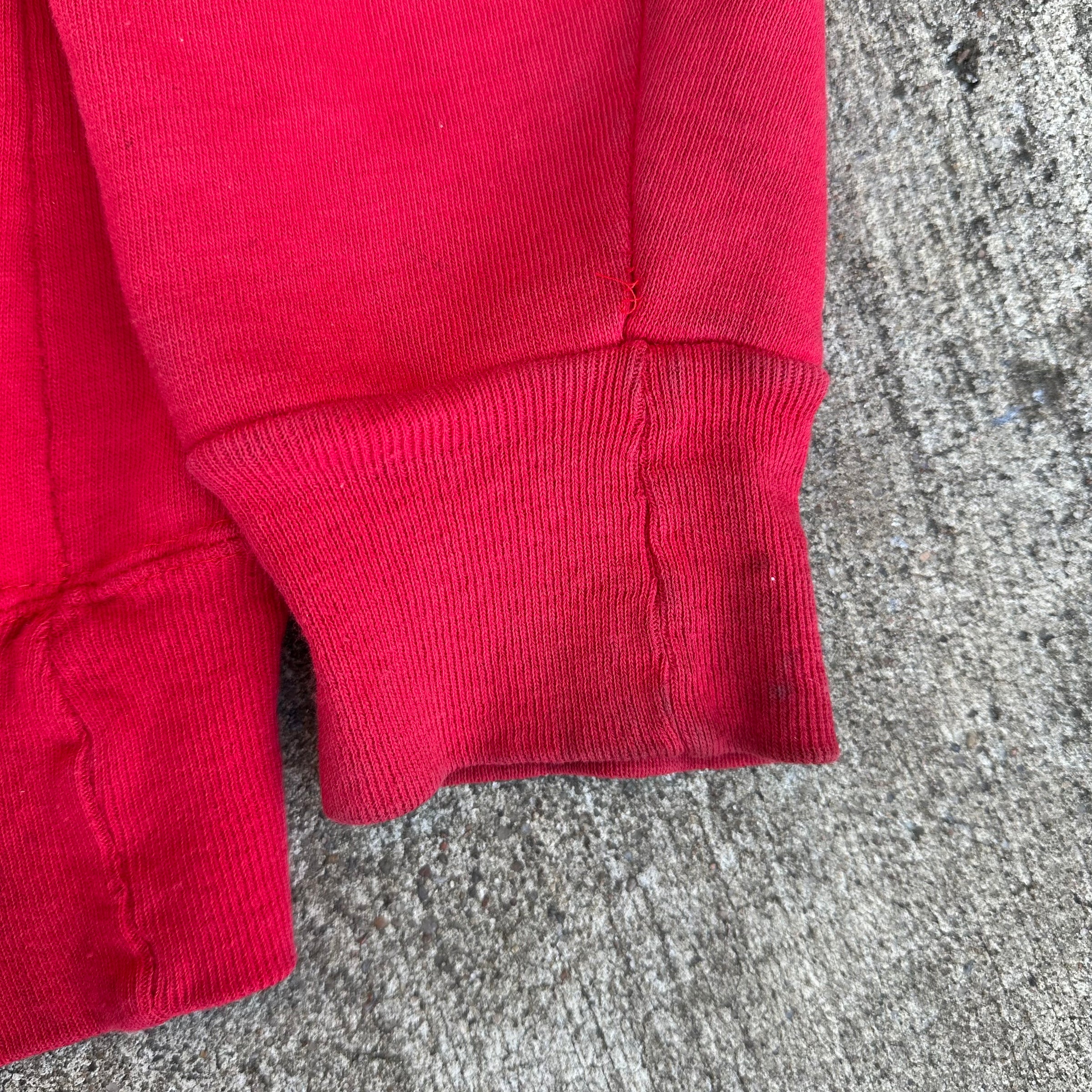 1970’s Faded Red Cotton Zip Up Hooded Sweatshirt Small