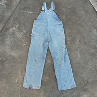 1950’s Thrashed Anthony’s Buckhide Hickory Stripe Overalls 38” Waist