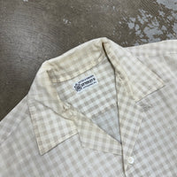 1950’s/60’s Sitterley Co Grey Gingham Cotton Loop Collar Shirt Medium