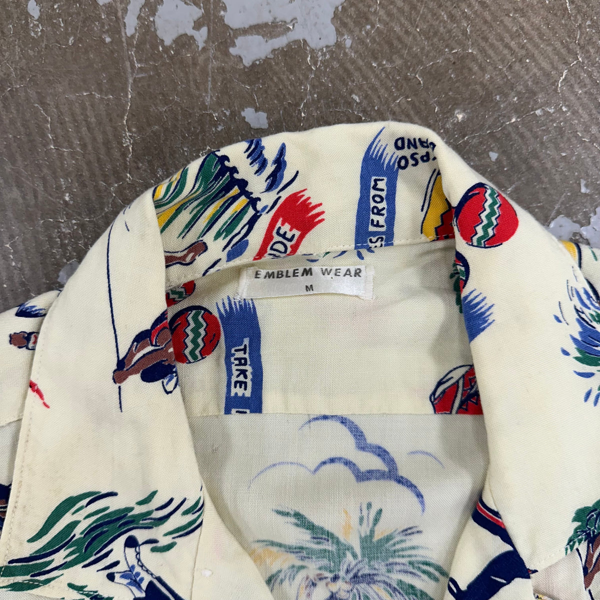 1950’s/60’s Jamaica Vacation Print Rayon Loop Collar Shirt Medium