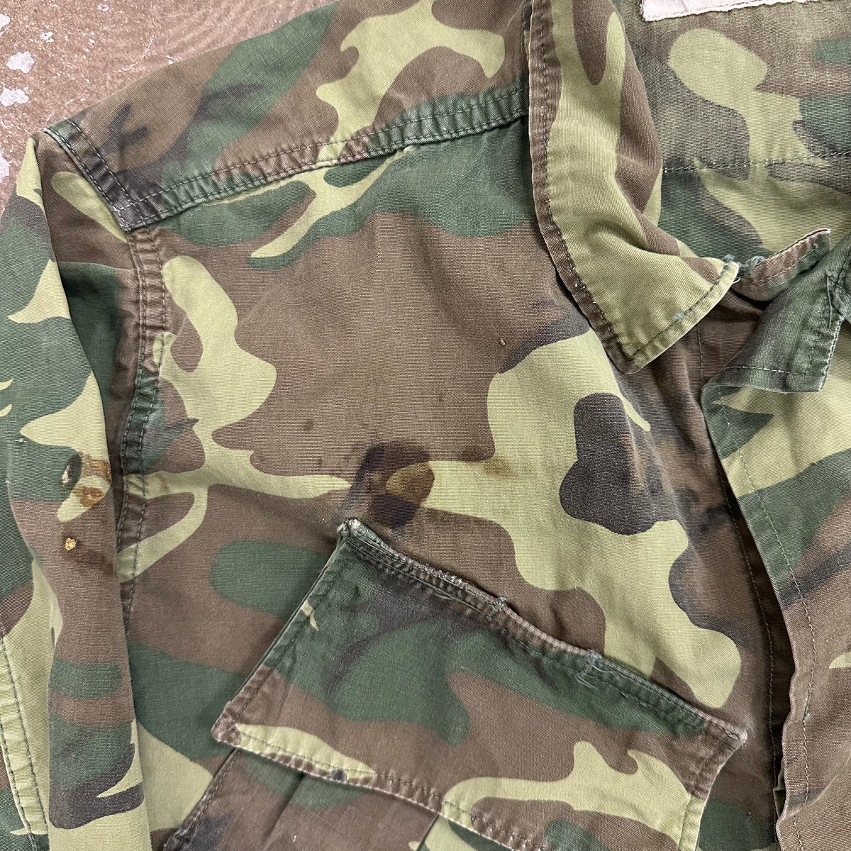 1960’s Vietnam War Poplin ERDL Camo Jungle Jacket Medium Long