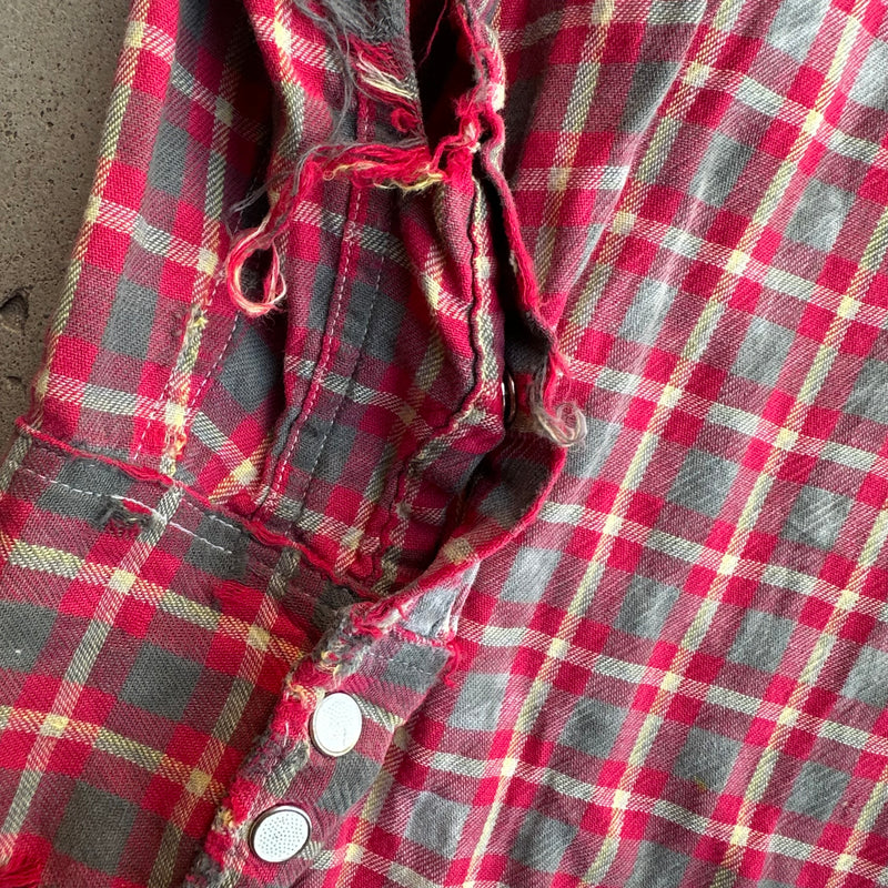 1950’s Thrashed Blue Bell Wrangler Cotton Flannel Shirt Large