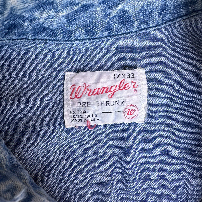 1970’s Wrangler Denim Pearl Snap Western Shirt Large