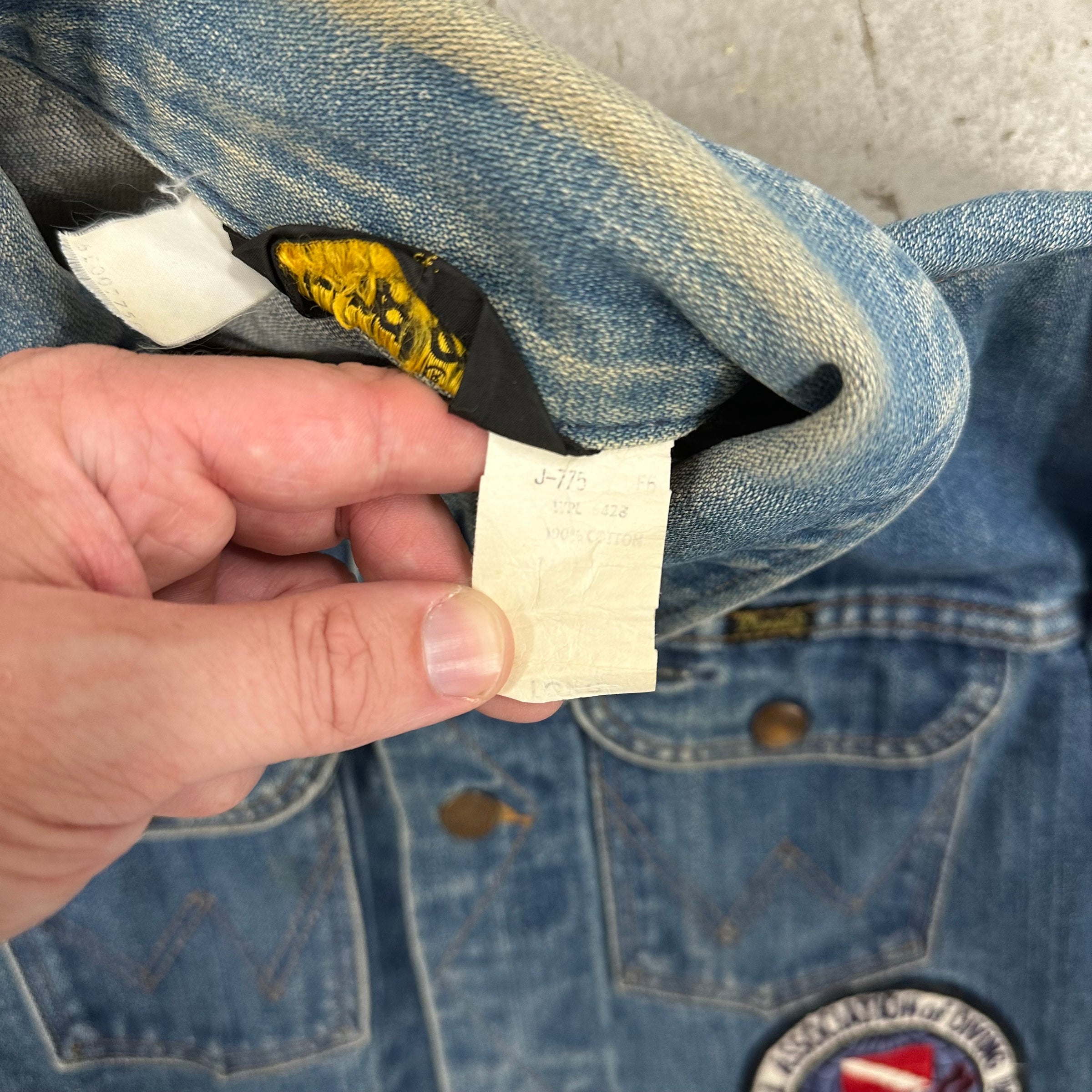 1970’s Patched Wrangler 124MJ Denim Jacket 22” Chest