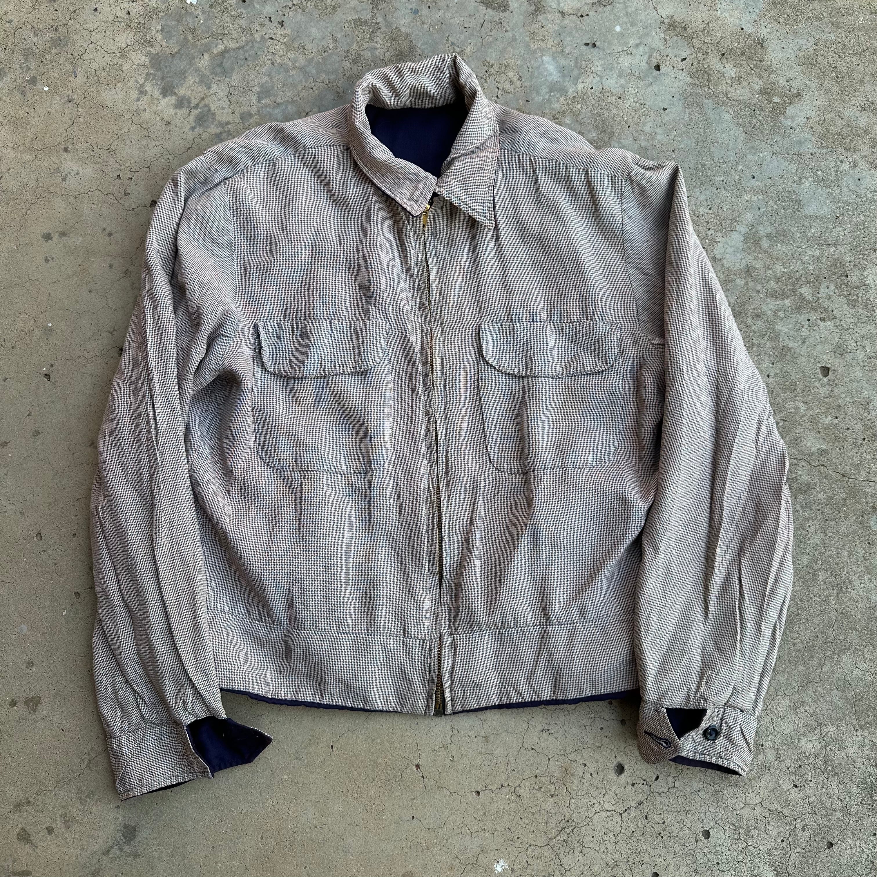 Vintage 1950s Gabardine Jacket 50s Reversible Size Large Ricky Jacket |  Little Stars Vintage | Austin, TX