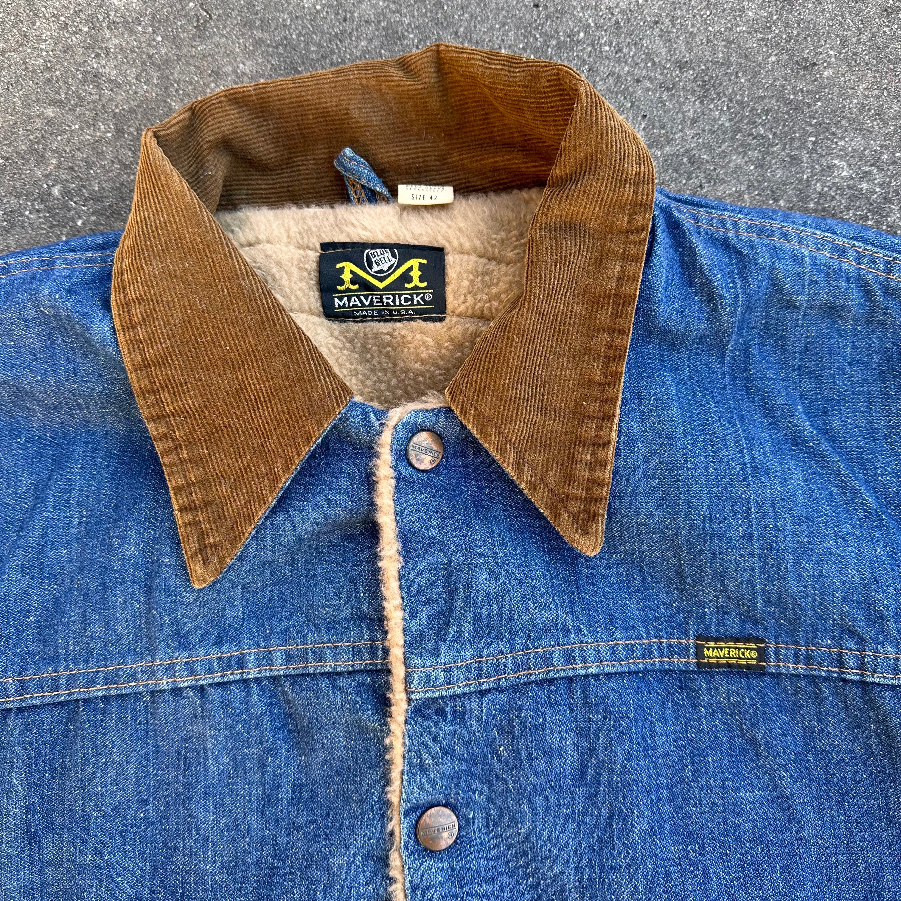 1960's Maverick Blue Bell Sherpa Lined Denim Jacket Size 42
