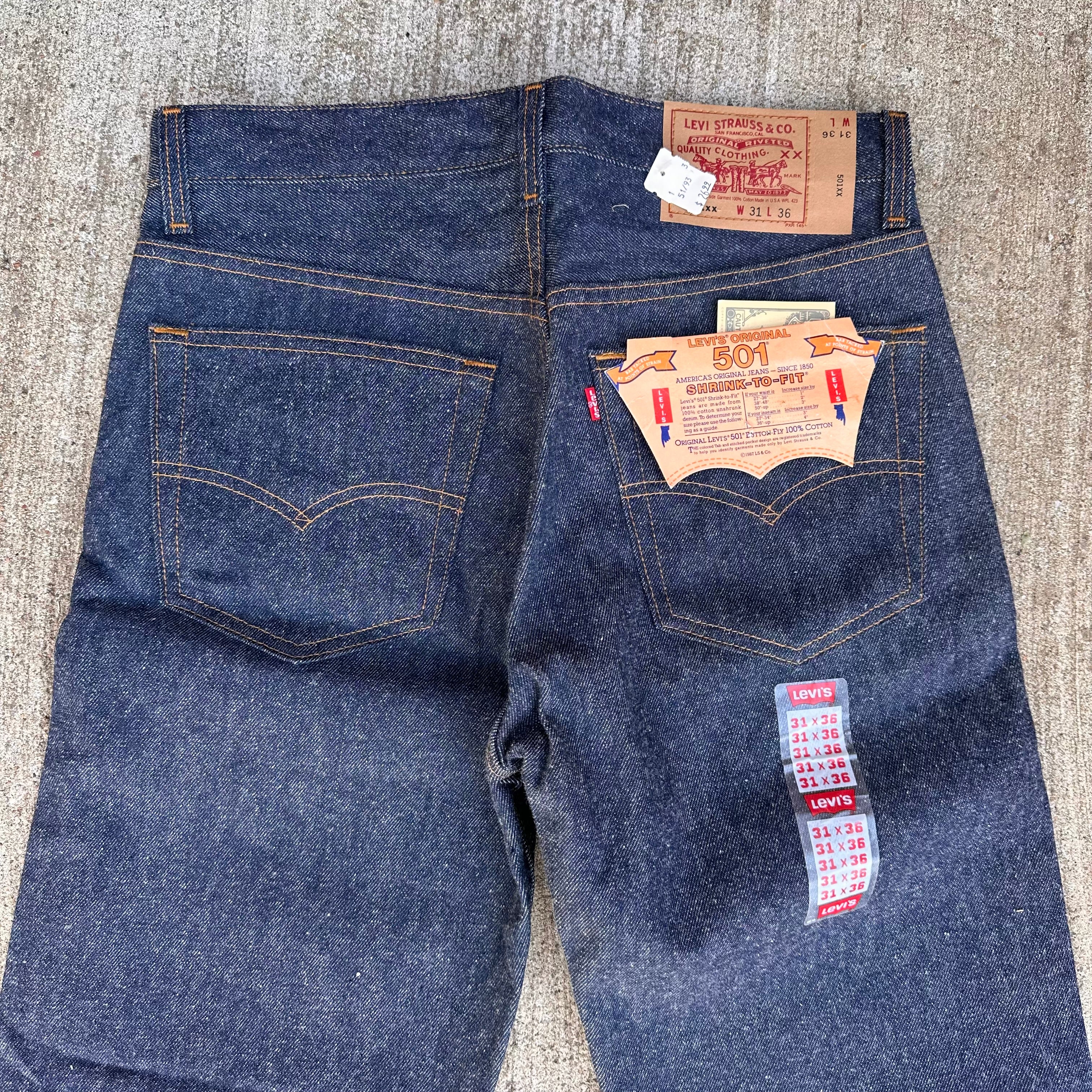 1990's Deadstock MiUSA Levi's 501 Shrink to Fit Denim Jeans Tagged