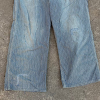 1940’s Thrashed Round House Hickory Stripe Overalls 34” Waist