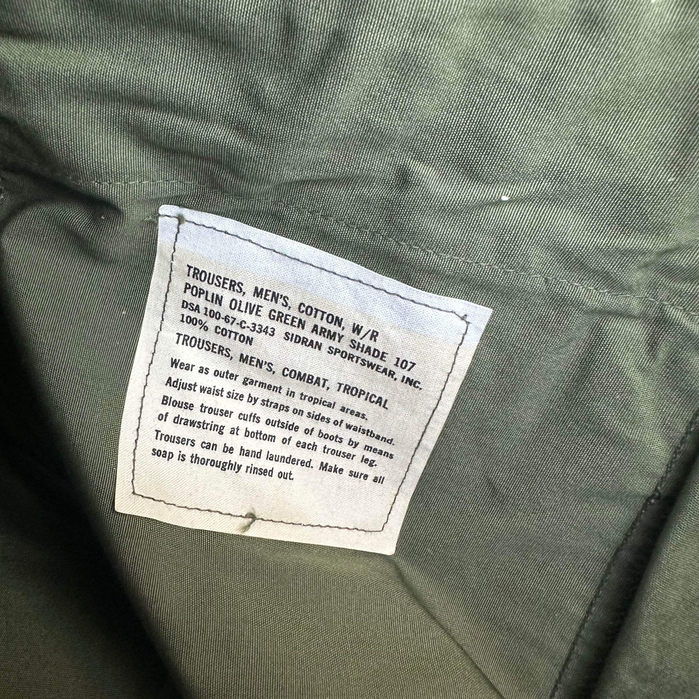 1960’s Deadstock Vietnam War Poplin Jungle Pants Large Regular