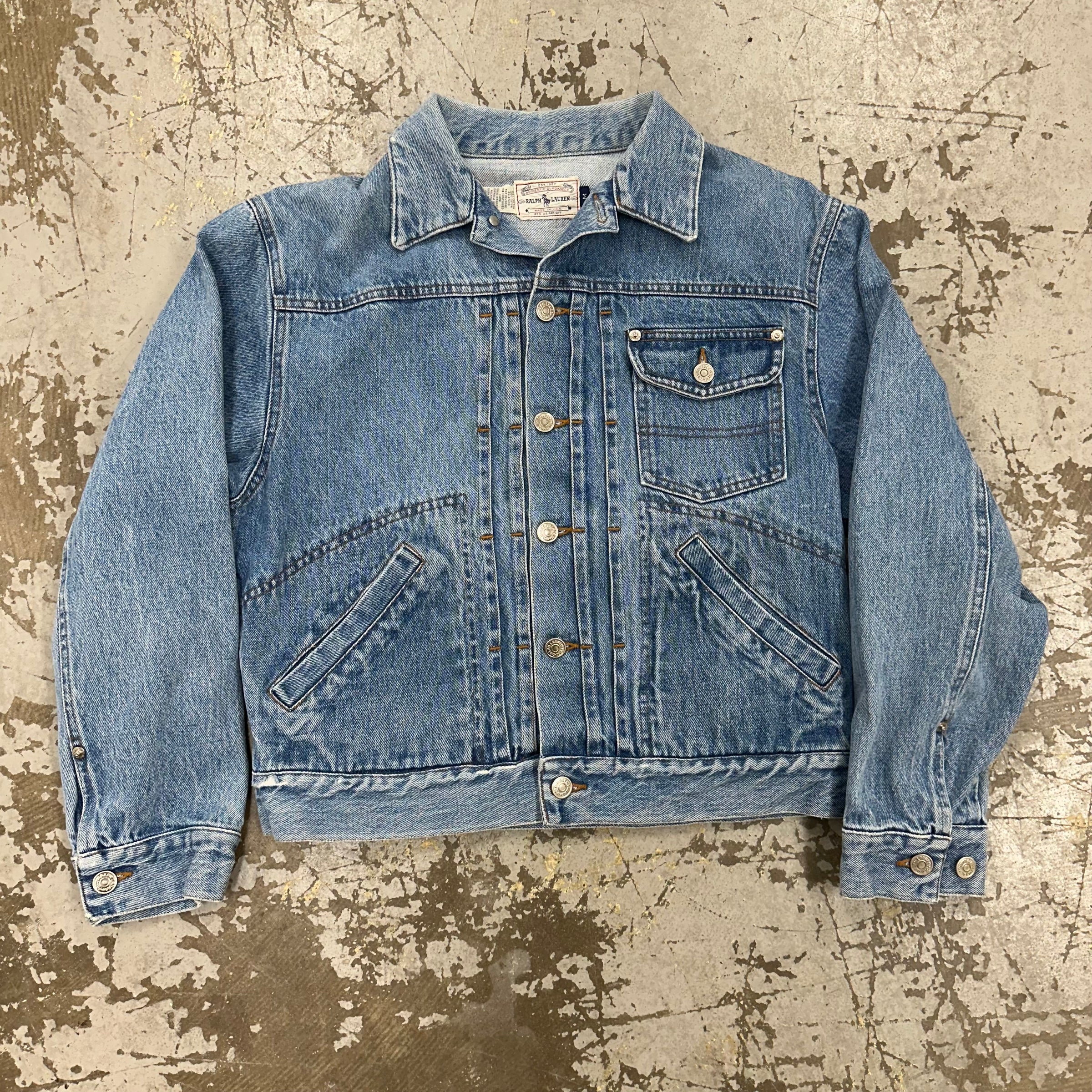 1990’s Polo Ralph Lauren Type 1 Style Pleated Denim Jacket Medium