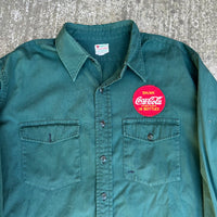 1950’s Coca Cola Employee Green Work Shirt Large