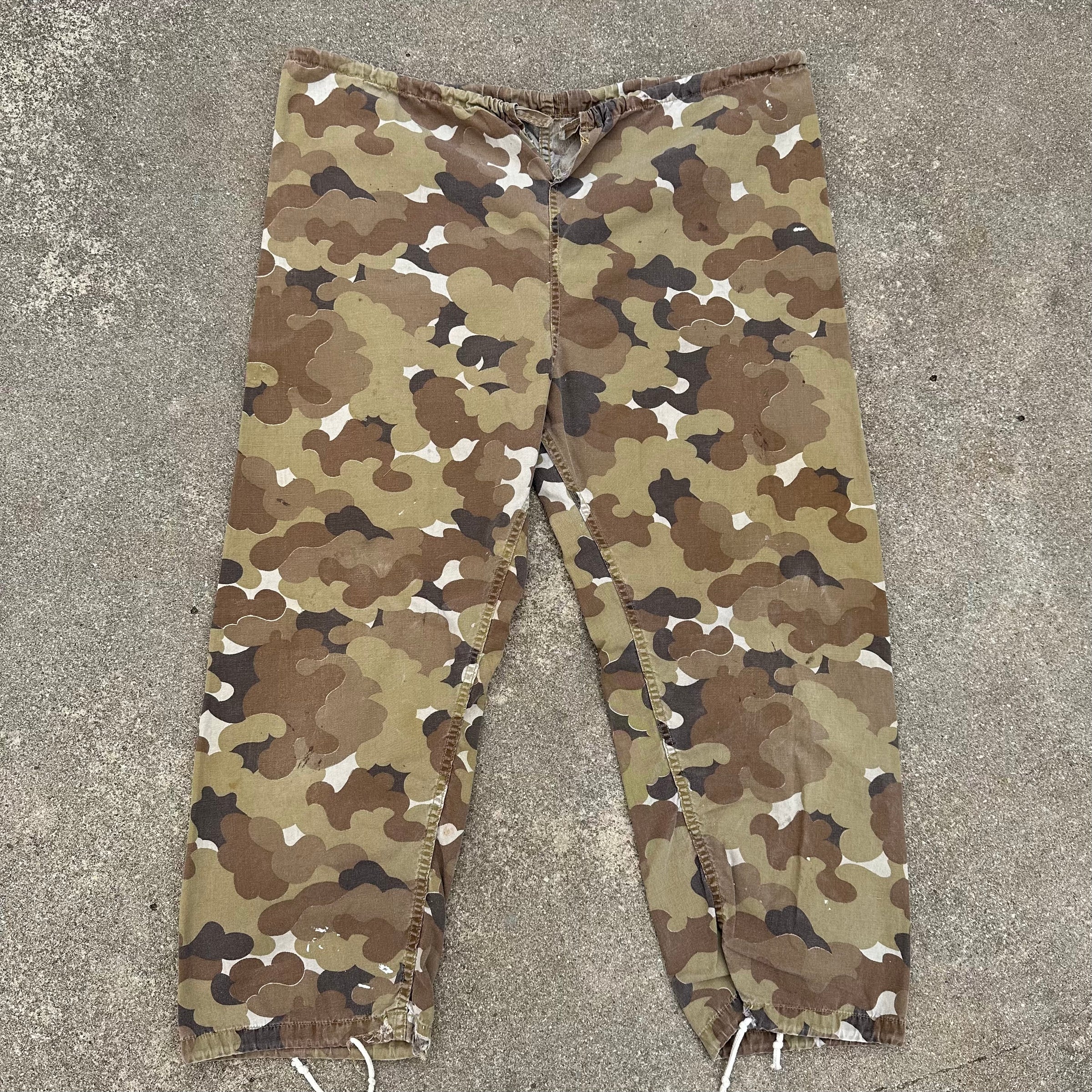 1960’s/70’s Vietnam War ARVN Police Cloud Camo Cotton Shell Pants 28” - 39” Waist