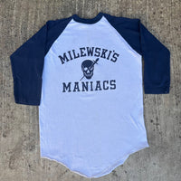 1970’s Milewski’s Maniacs Skull Baseball Raglan T-Shirt