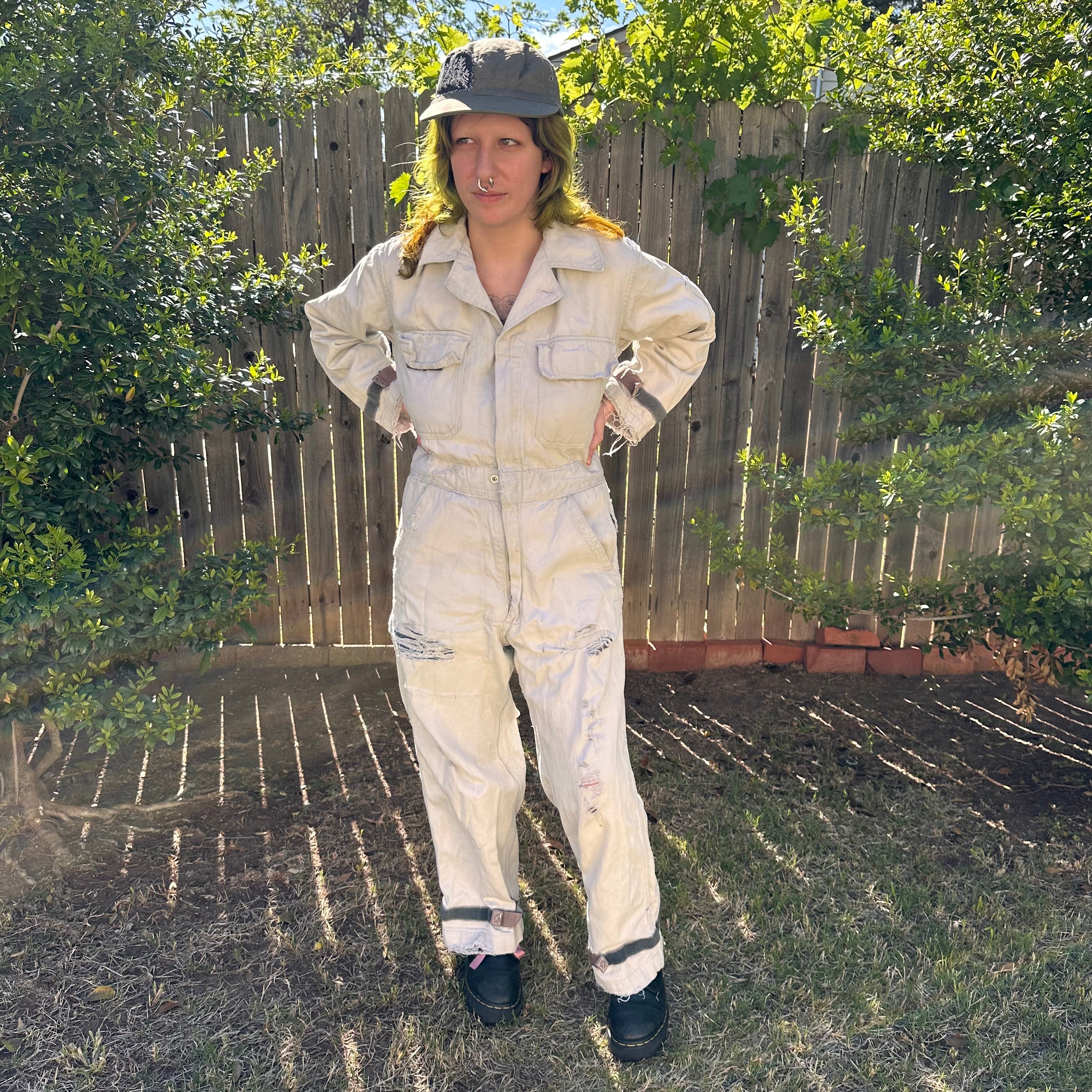 1970's Thrashed USAF CMU-3/P Mechanic Coveralls Small Short