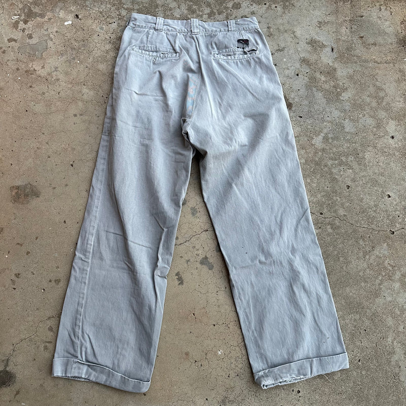 1950’s Anthony’s Buckhide Grey Sailcloth Cotton Work Pants 30” Waist