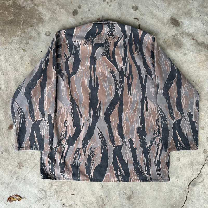 1970’s Neet Products Vertical Tiger Stripe Camo Jacket Large