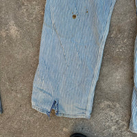 1950’s Thrashed Anthony’s Buckhide Hickory Stripe Overalls 38” Waist