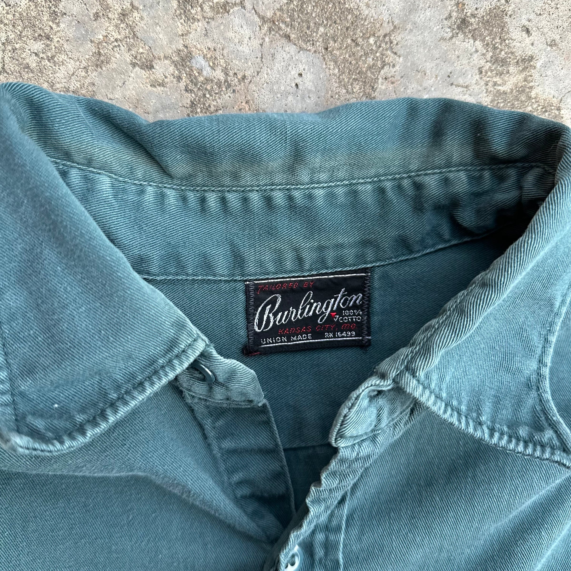 1950’s/60’s Burlington Air Express Patched Cotton Gusseted Work Shirt Large