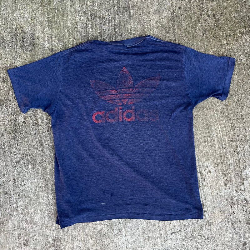 1980’s Paper Thin Navy Adidas T-Shirt Large