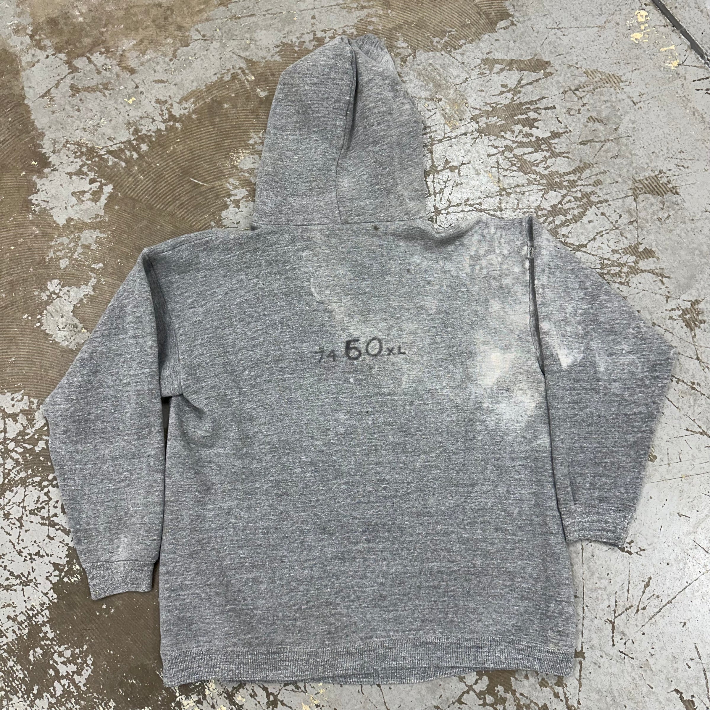 1960’s/70’s Russell Athletic Thrashed Grey Hooded Sweatshirt XL