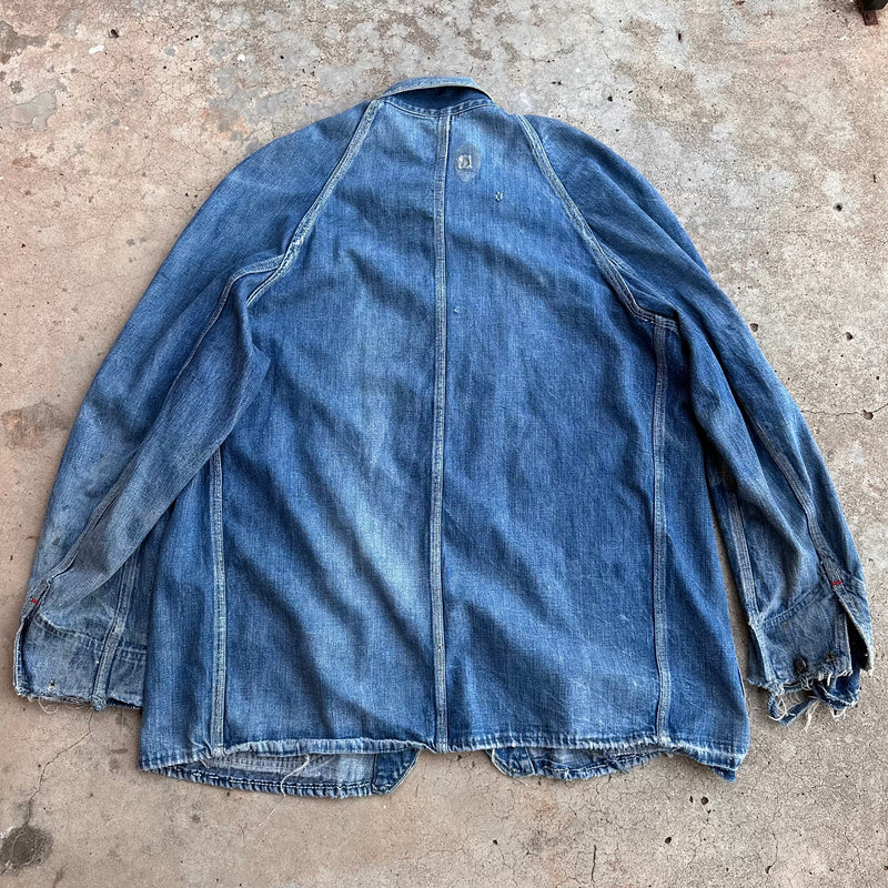 1940’s Penney’s Pay Day Denim Chore Coat 25” Chest