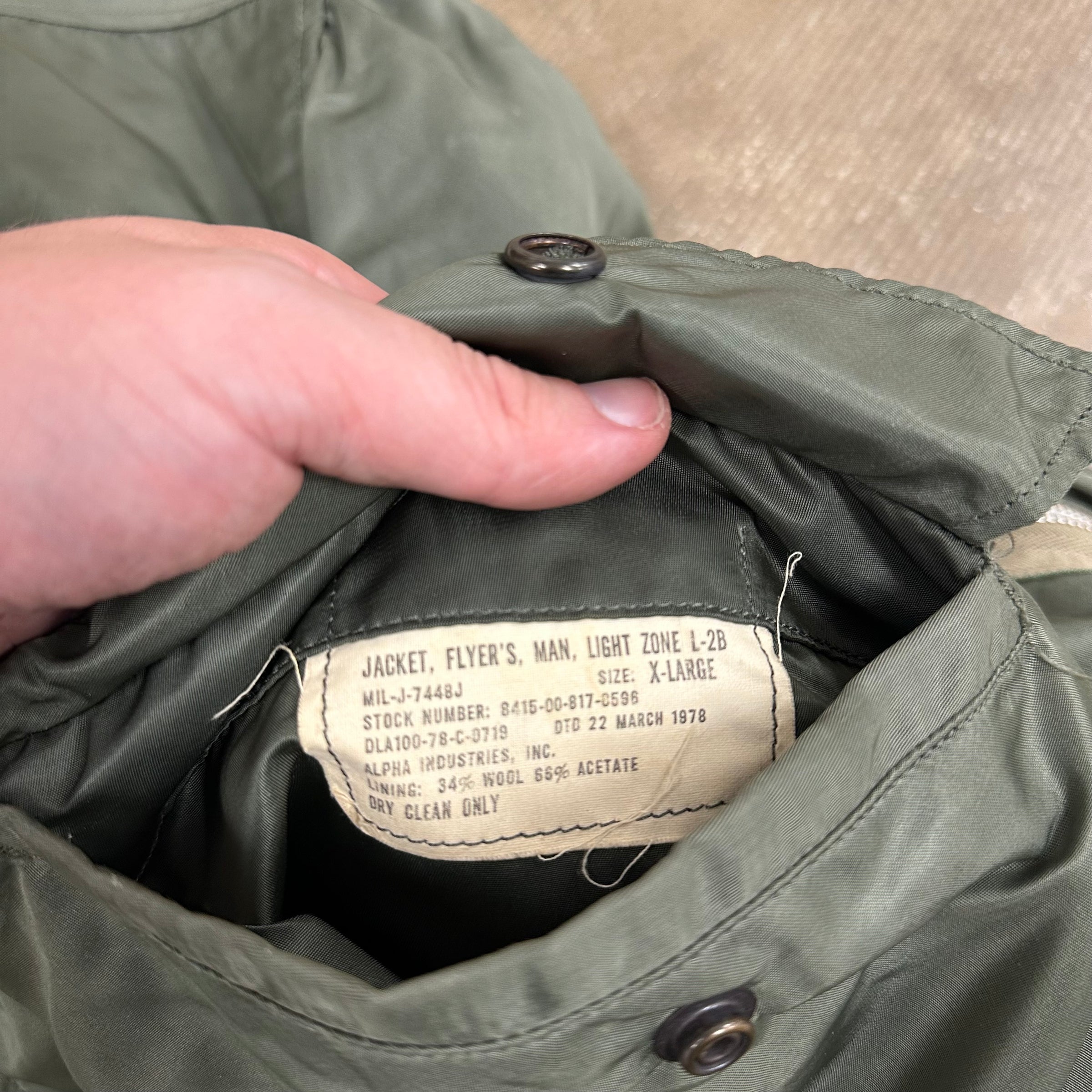1970’s USAF L-2B Flight Jacket Size XL