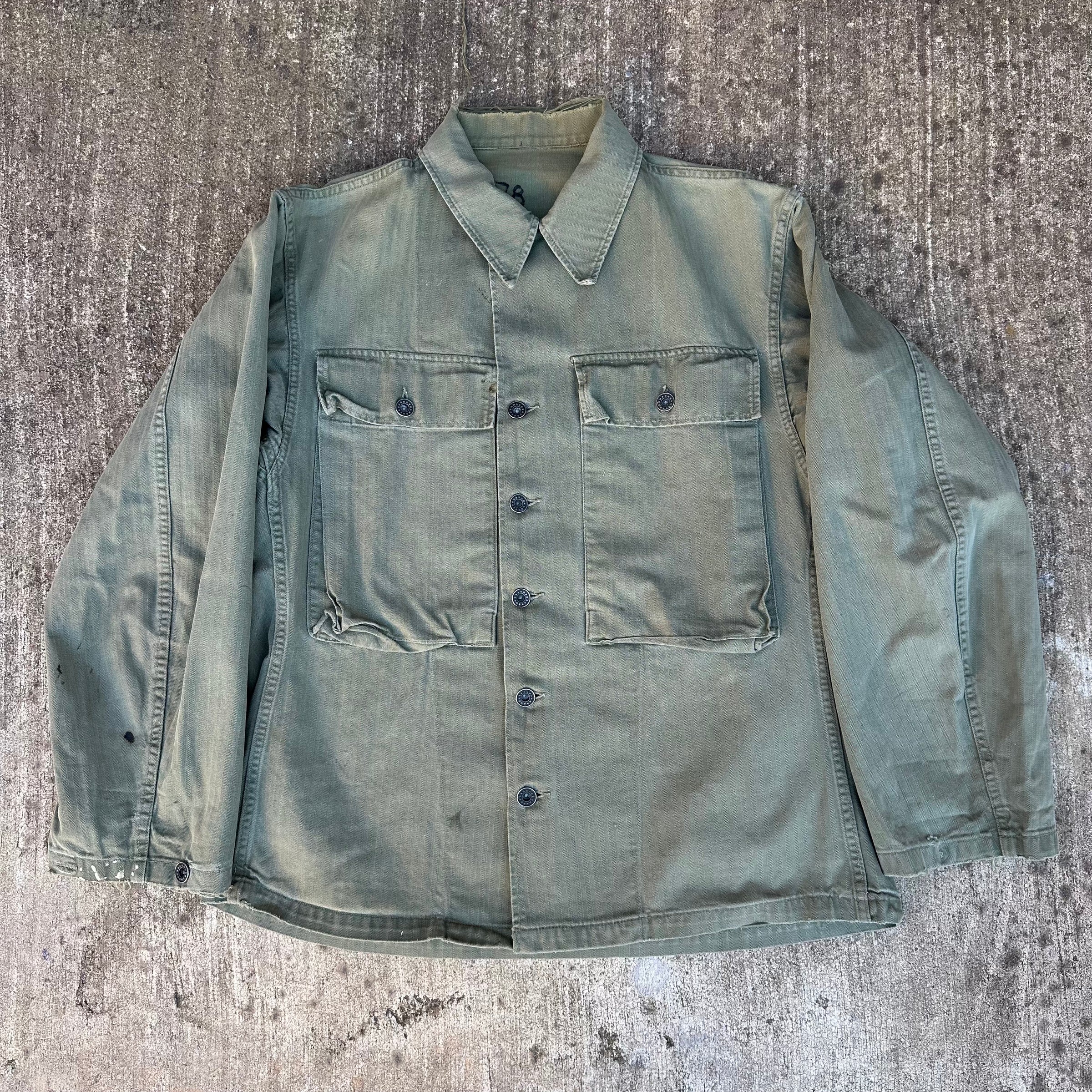 1940’s WWII US Army Donut Button HBT Jacket 22” Chest