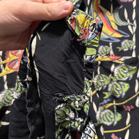 1940’s The Kahala Black Base Rayon Hawaiian Shirt Large