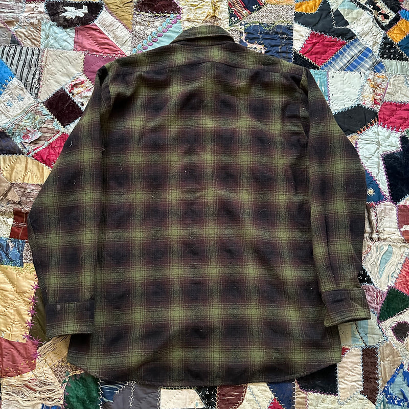 1960’s Levi’s Shadow Plaid Wool Flannel Shirt 23” Chest