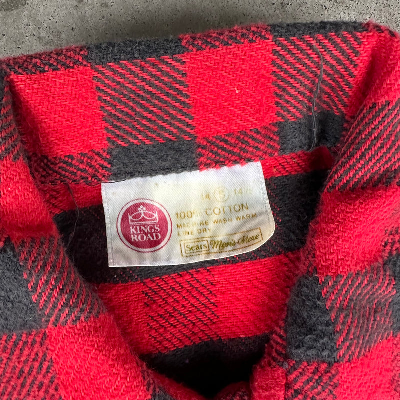 1970’s Sears Buffalo Plaid Cotton Flannel Shirt Small