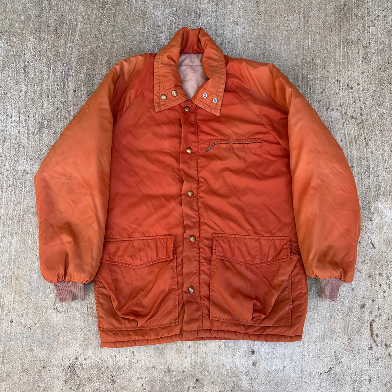 1970’s Sun Faded Orange Down Puffer Jacket Medium