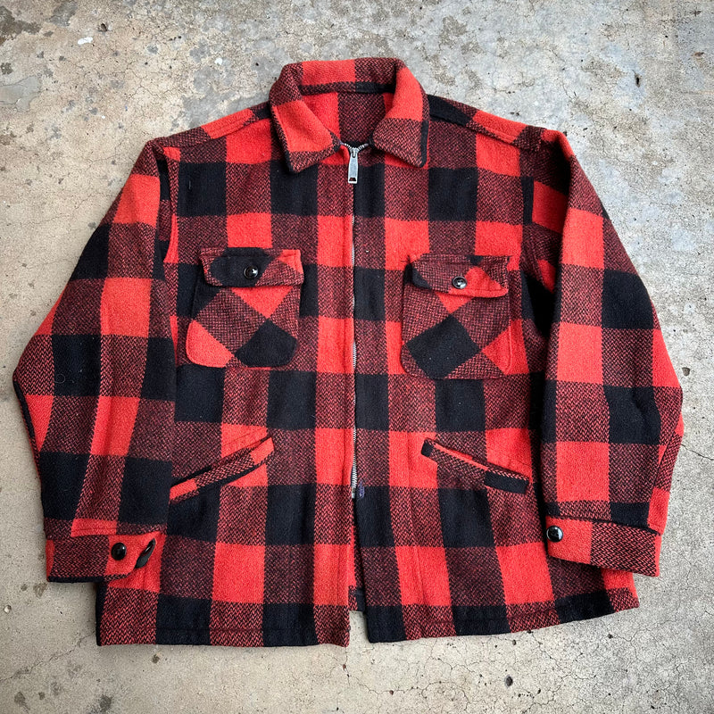 1970’s Buffalo Plaid Wool CPO Flannel Jacket L/XL