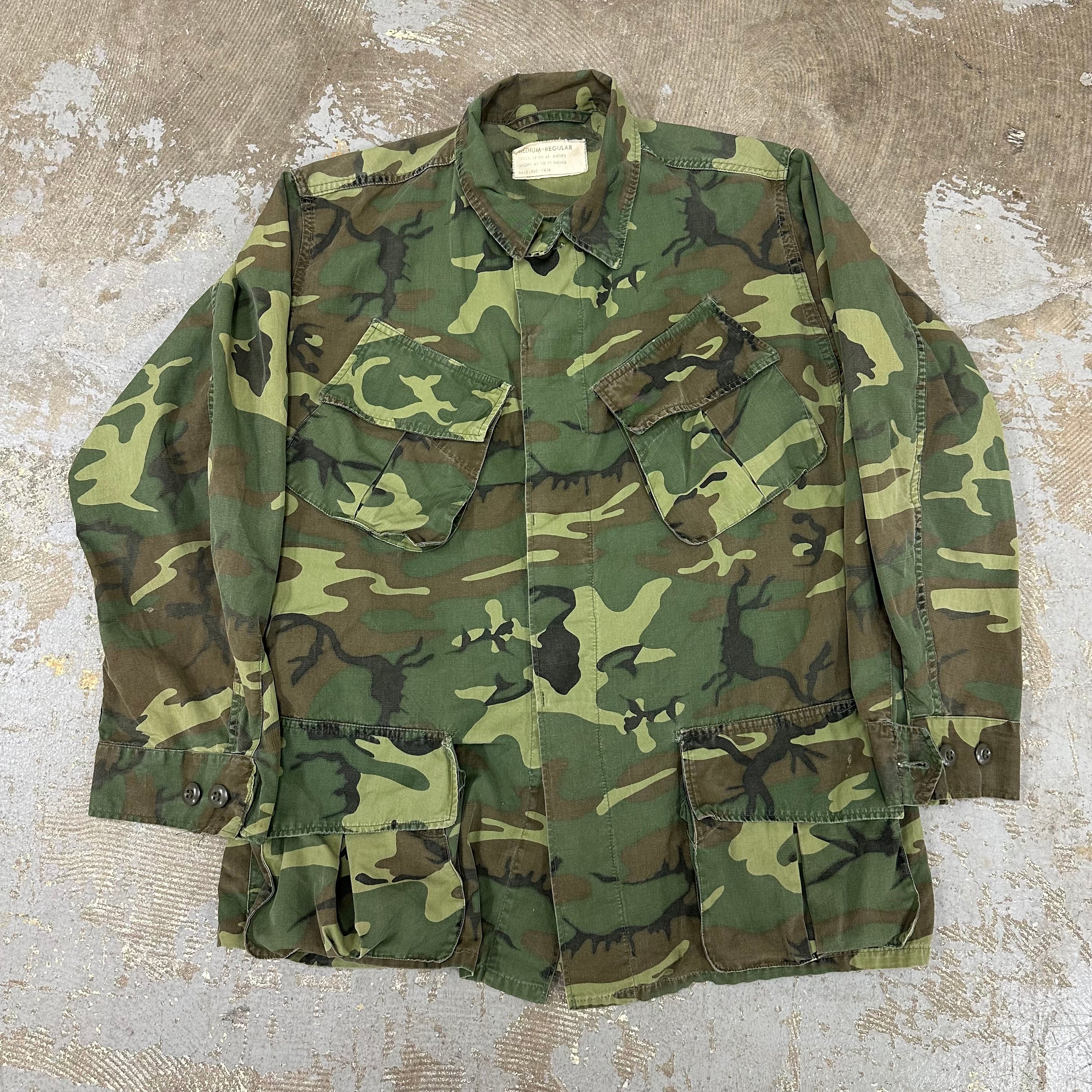 1960’s Vietnam War ERDL Camo Poplin Jungle Jacket Medium Regular