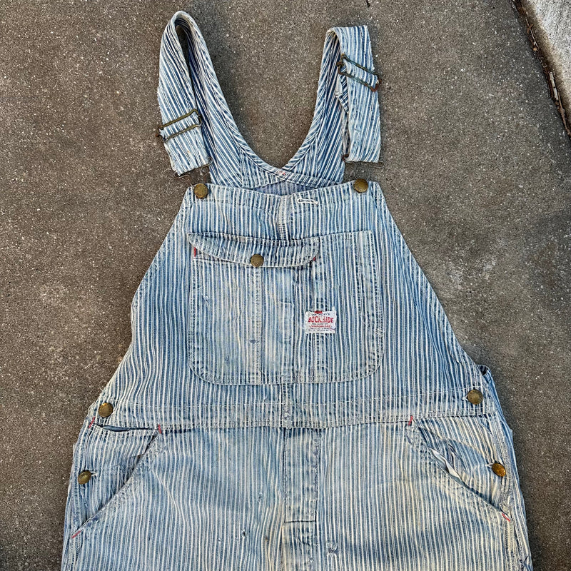1950’s Thrashed Anthony’s Buckhide Hickory Stripe Overalls 38” Waist ...