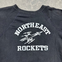 1960’s Northeast Rockets Flock Print Black Crewneck Sweatshirt Small