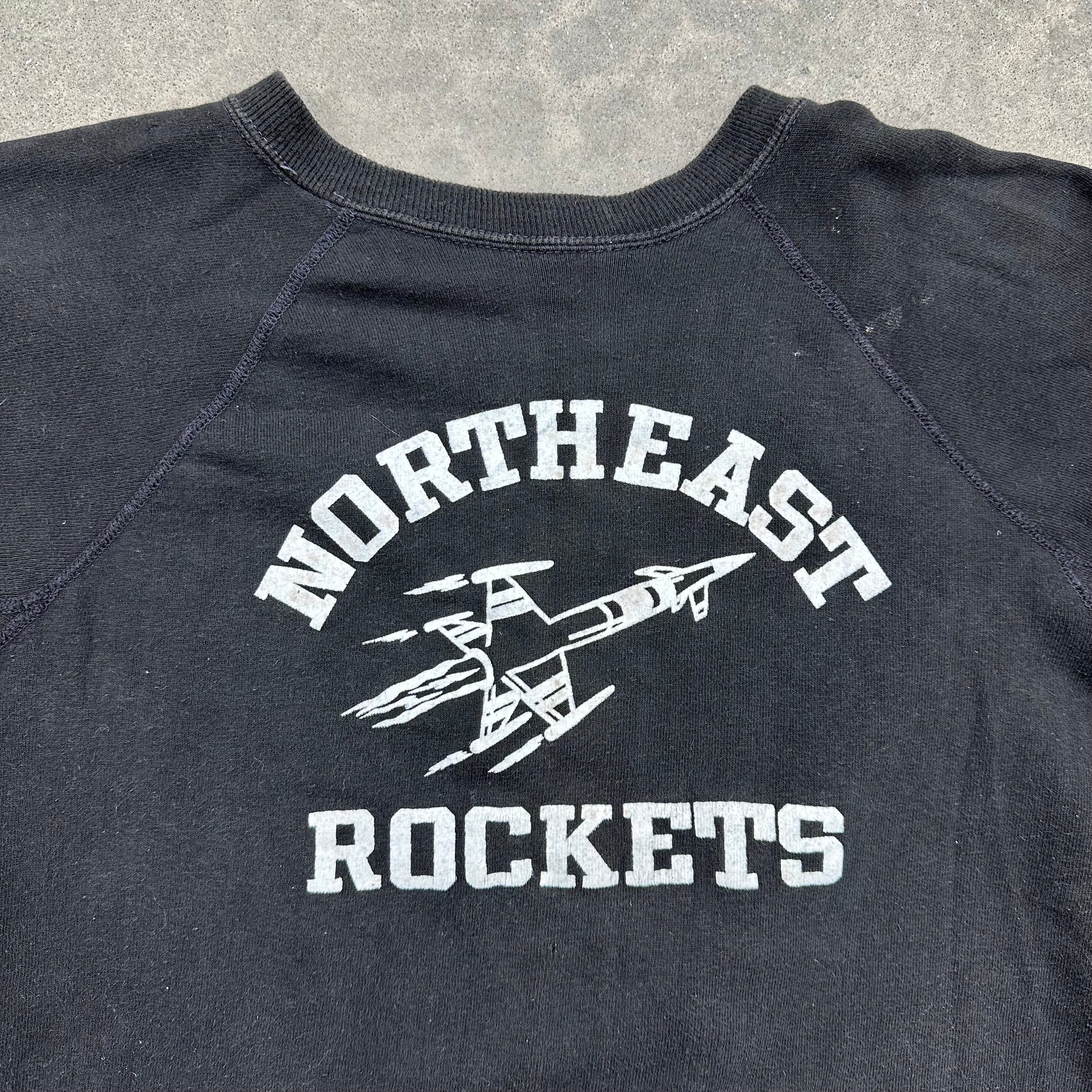 1960’s Northeast Rockets Flock Print Black Crewneck Sweatshirt Small