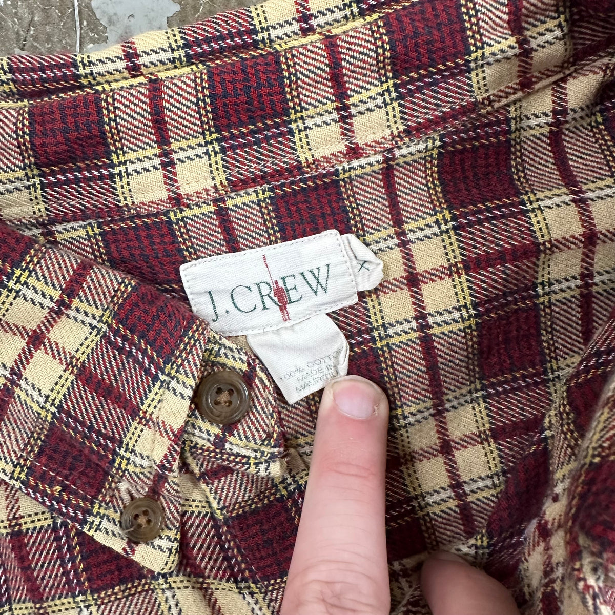 1990’s J Crew Plaid Cotton Flannel Shirt XL
