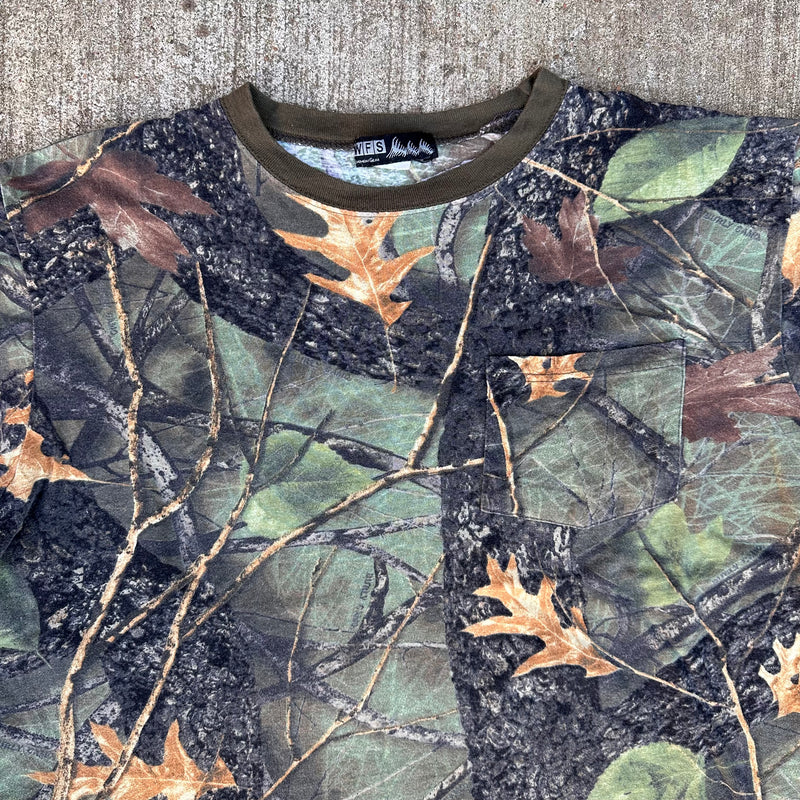 1990’s/Y2K WFS Element Gear Burly Camo Ringer T-Shirt XL