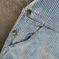 1950’s Thrashed Anthony’s Buckhide Hickory Stripe Overalls 38” Waist