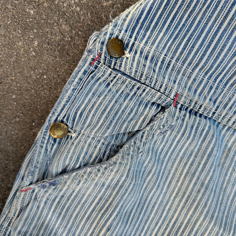 1950’s Thrashed Anthony’s Buckhide Hickory Stripe Overalls 38” Waist ...