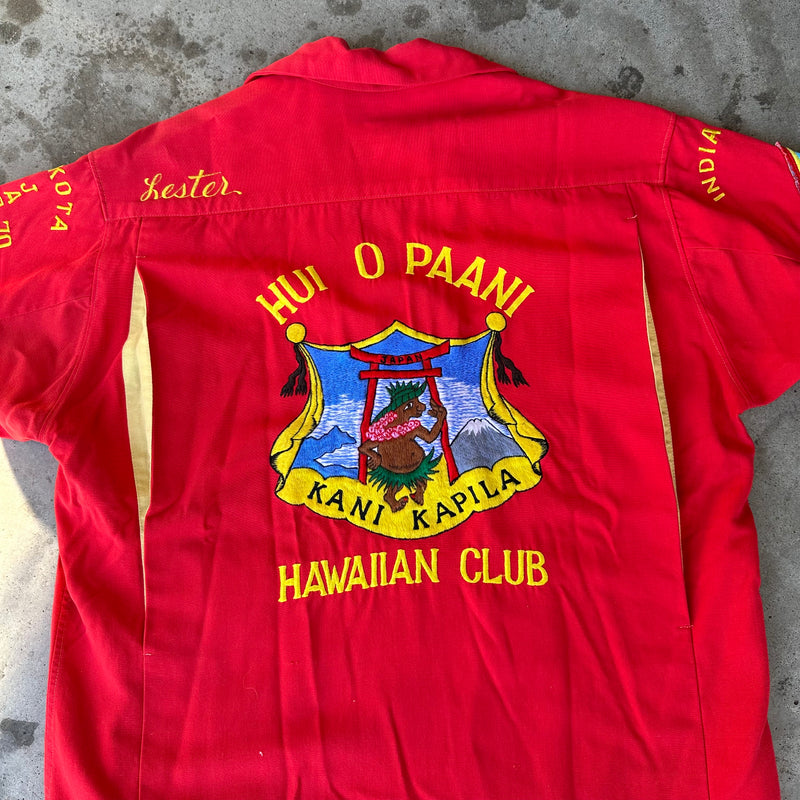 1970’s USAF Yokota Air Base Hawaiian Club Military Souvenir Bowling Shirt Large
