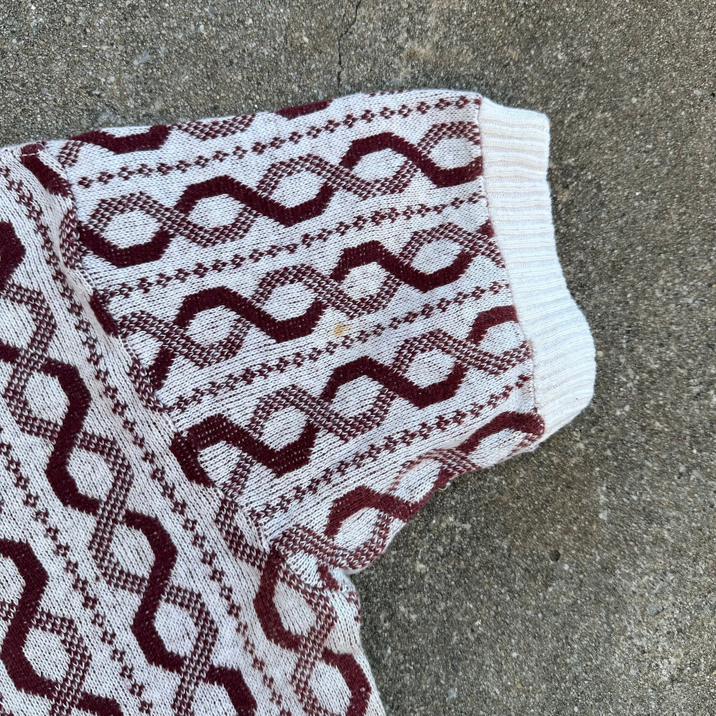 1950’s Barclay Playshirt Rockabilly Helix Pattern Cotton Short Sleeve Sweater