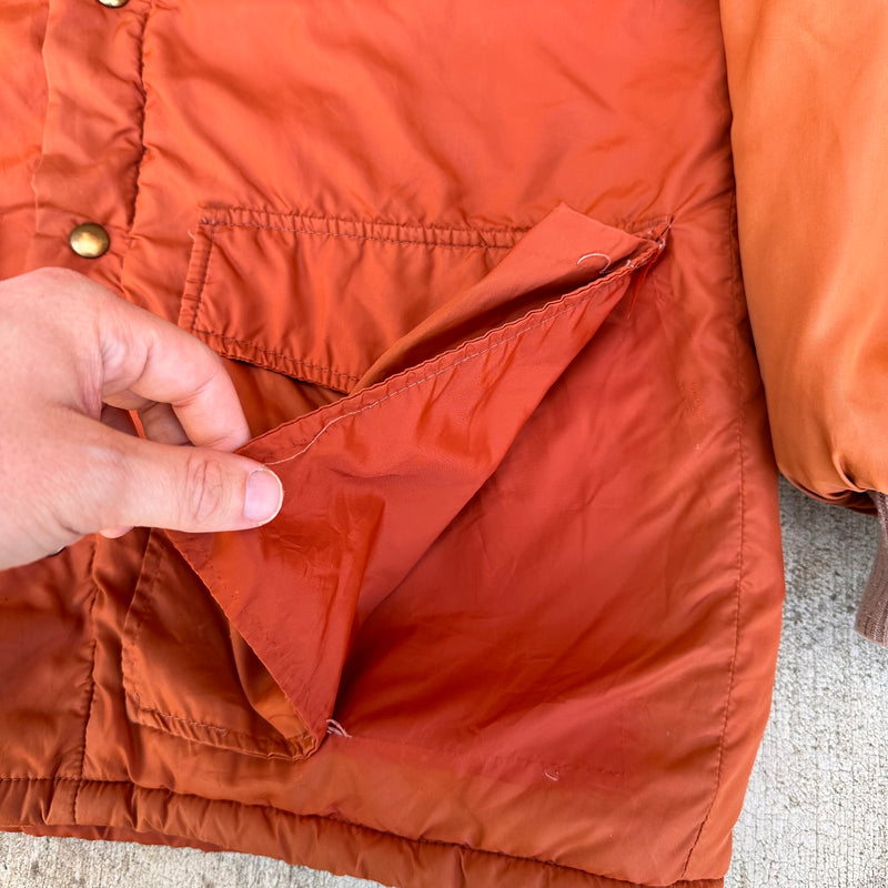 1970’s Sun Faded Orange Down Puffer Jacket Medium