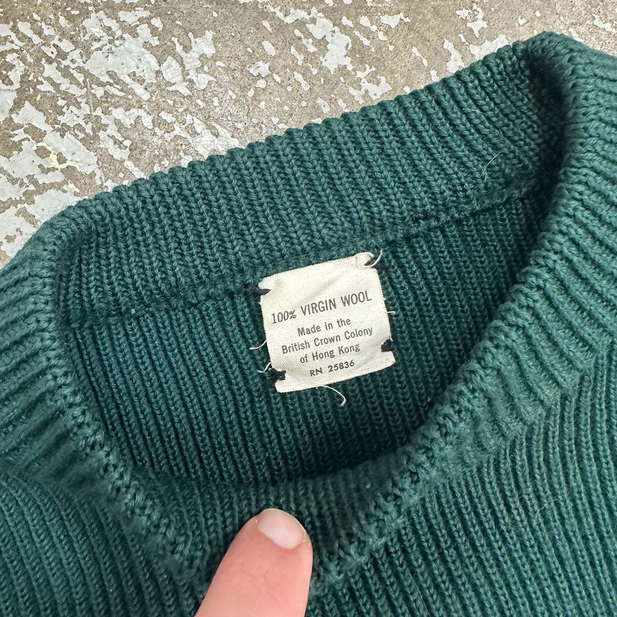 1980’s Hong Kong Made Green Striped Wool Sweater Medium